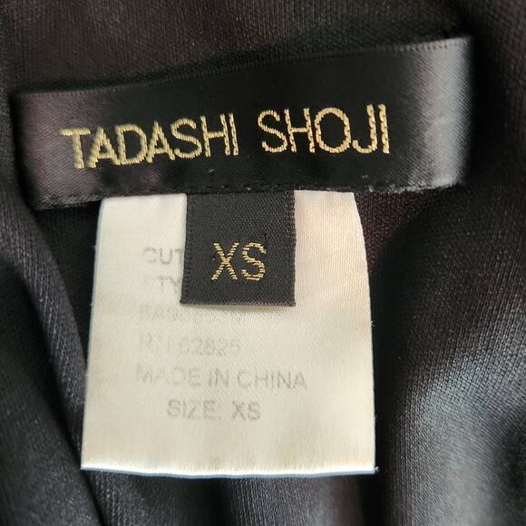 Tadashi Shoji Illusion Bodice Sequin Mesh Sheath Dress XS Black - Picture 3 of 8